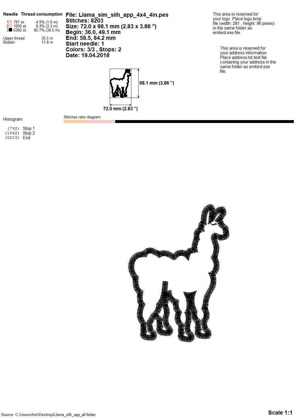 Llama Alpaca Applique – Sizes 4" 4.5" 5" 5.5" 6" 7" Digital Embroidery File | Artapli