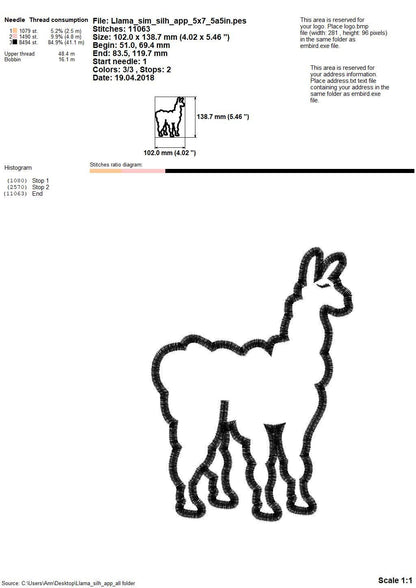 Llama Alpaca Applique – Appliqué embroidery pattern by Artapli