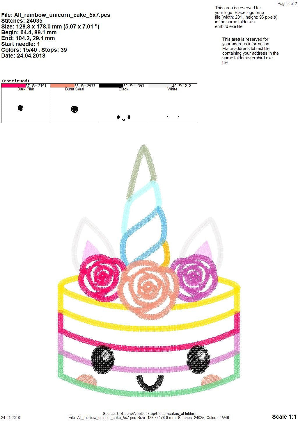 Rainbow cute little unicorn birthday chocolate cake muffin cupcake, machine embroidery designs INSTANT DOWNLOAD