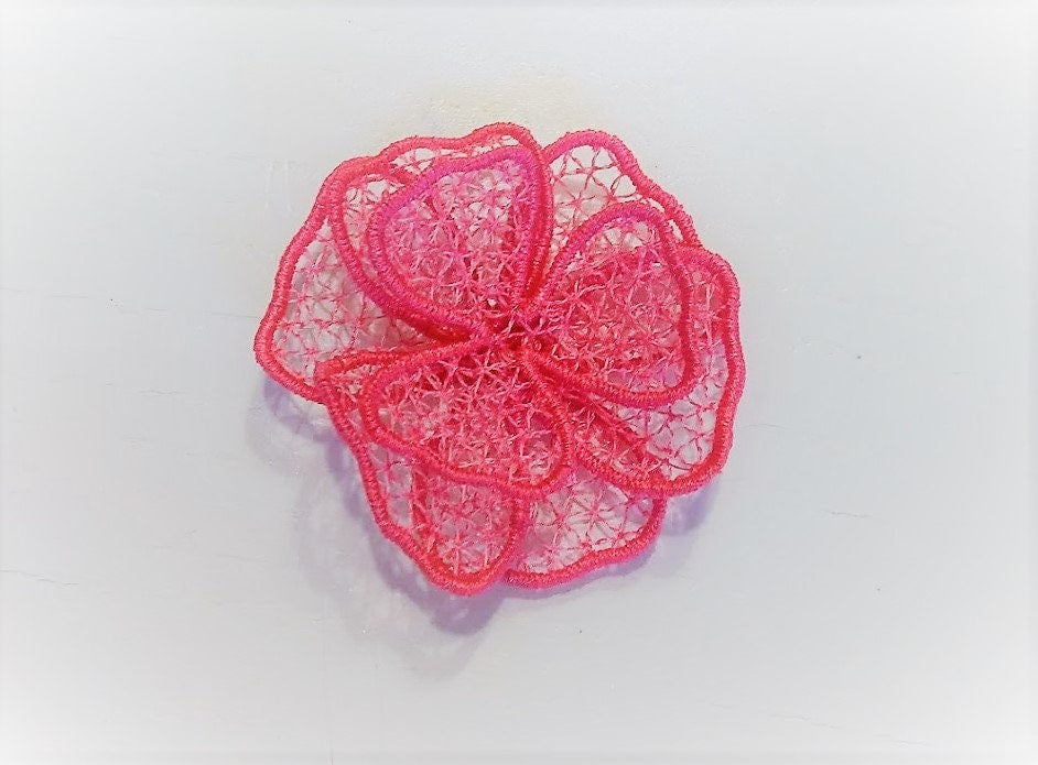 Light delicate 3 dimensional lace flower FSL mini Machine Embroidery 1.5" 2" 4" | PES DST JEF | Artapli