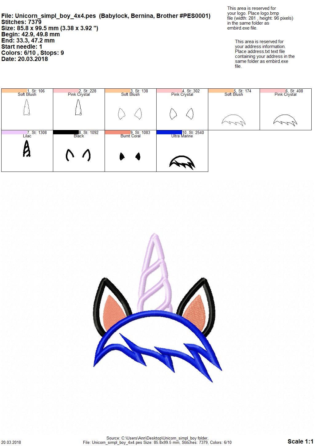 Little Unicorn Boy applique machine embroidery designs