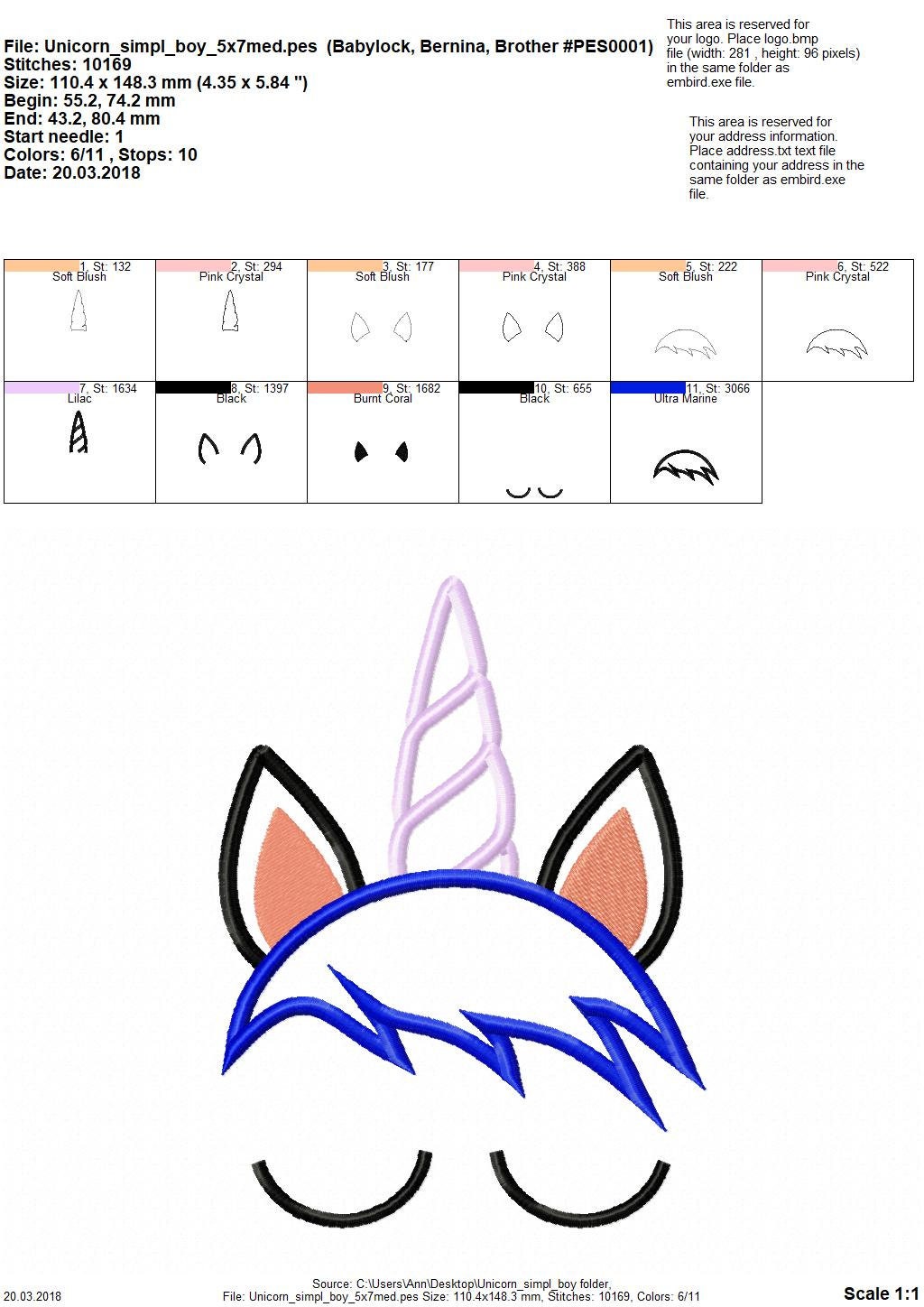 Little Unicorn Boy applique machine embroidery designs