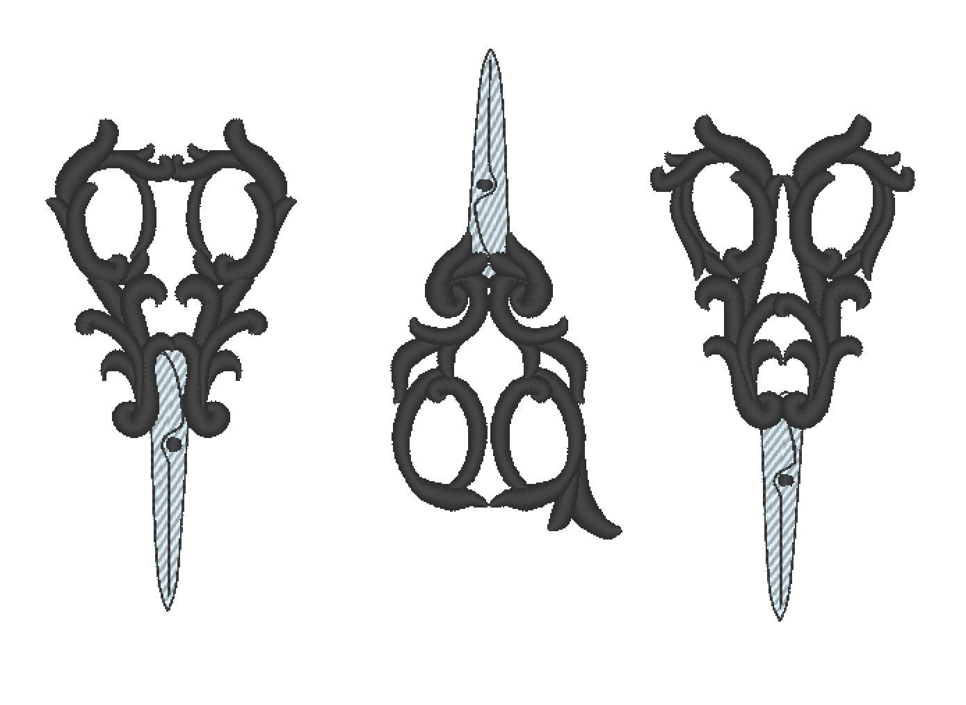 Seamstress small scissors set of 3 Machine Embroidery 4" 5" 6" 7" | PES DST JEF | Artapli