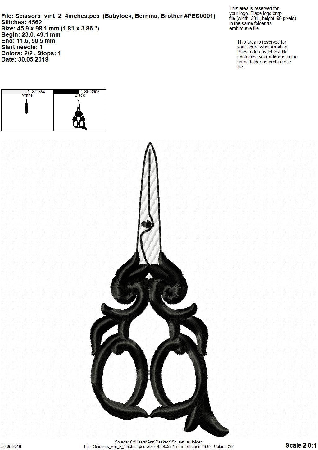 Seamstress small scissors set of 3 – Sewing machine embroidery design by Artapli