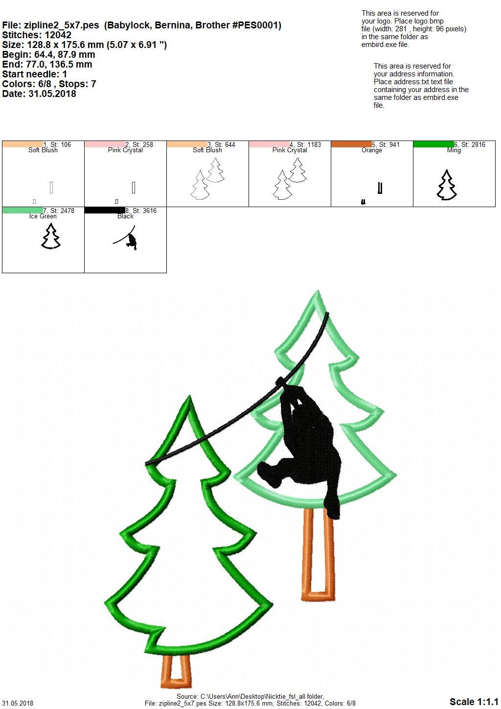Zip-line boy silhouette pine tree