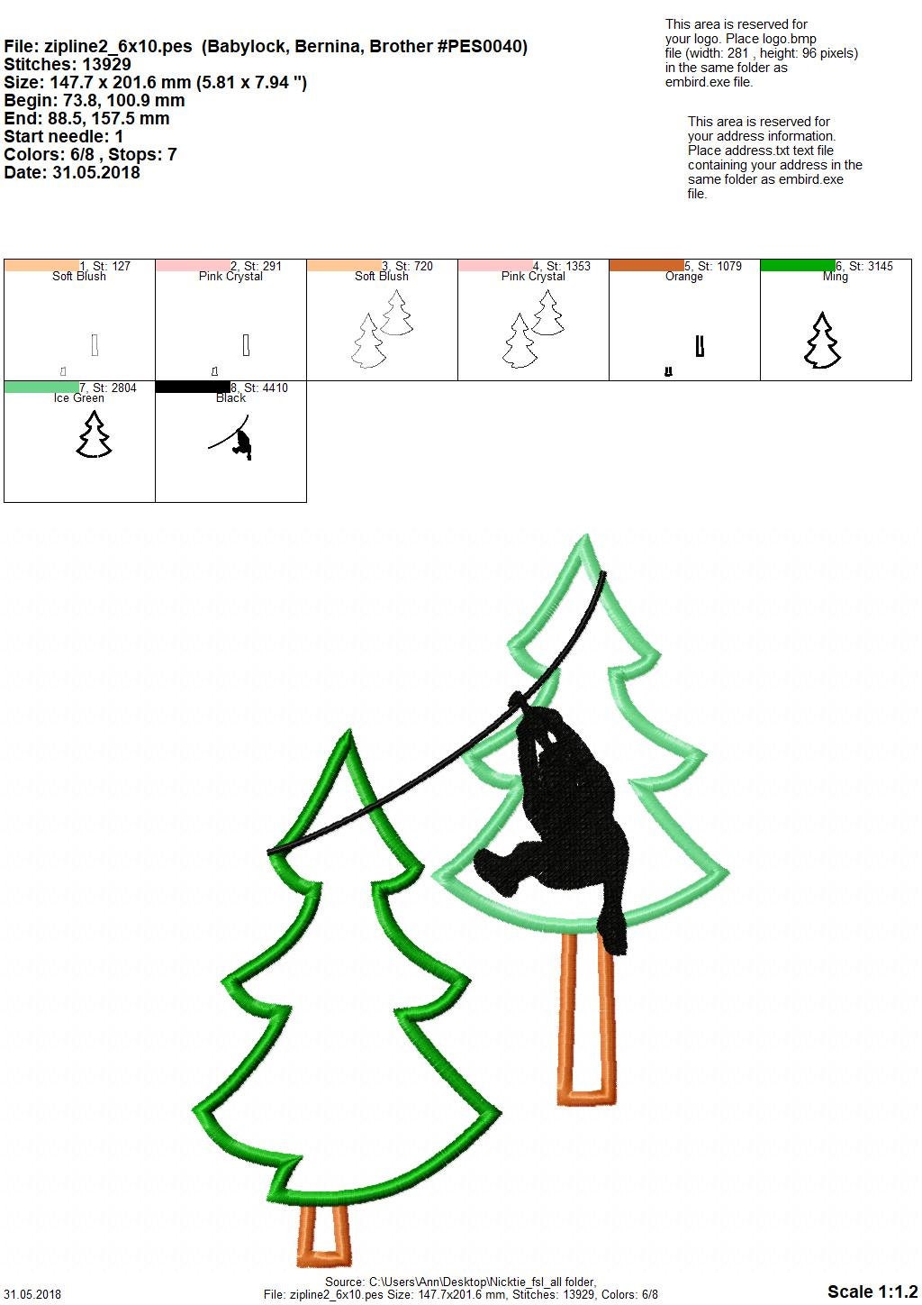 Zip-line boy silhouette pine tree