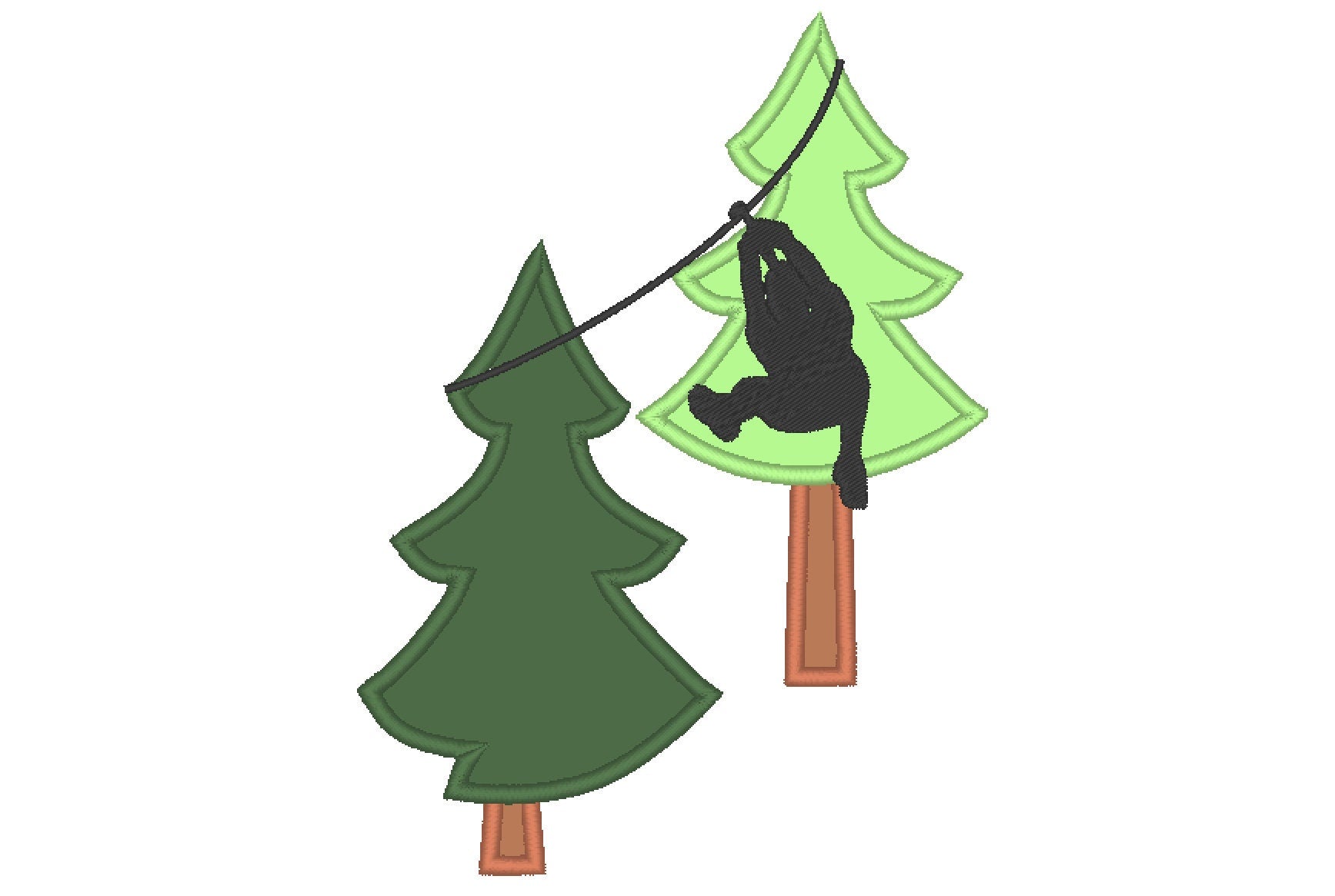 Zip-line boy silhouette pine tree machine embroidery birthday outfit embroidery designs 