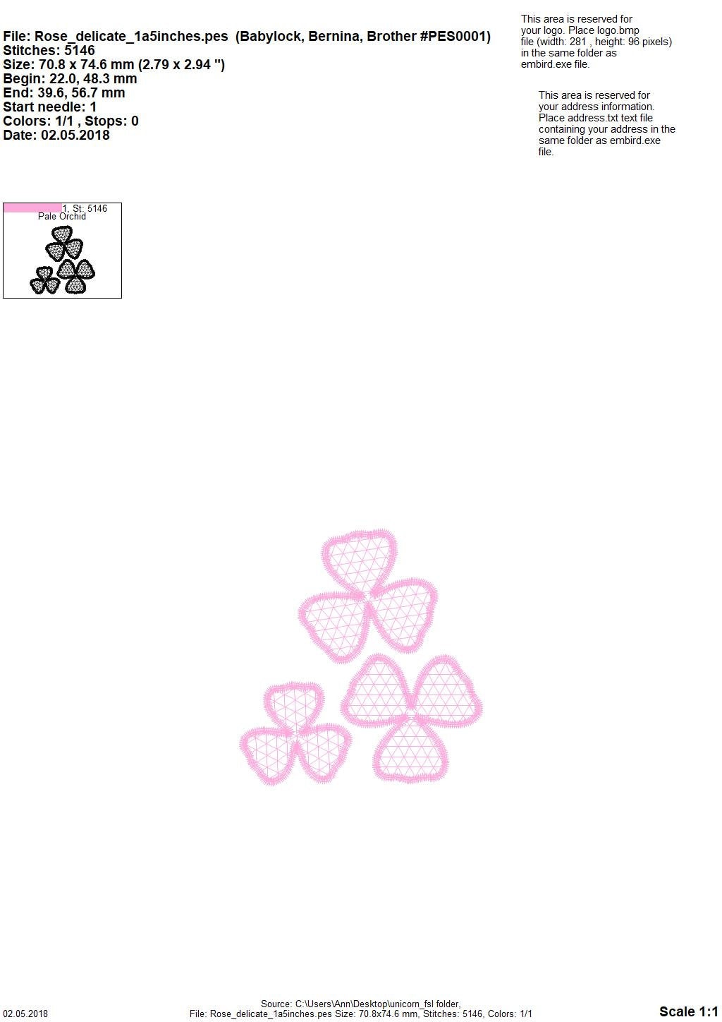 Light fine 3 dimensional lace flower FSL mini – Sizes 1.5" 2" 4" Digital Embroidery File | Artapli