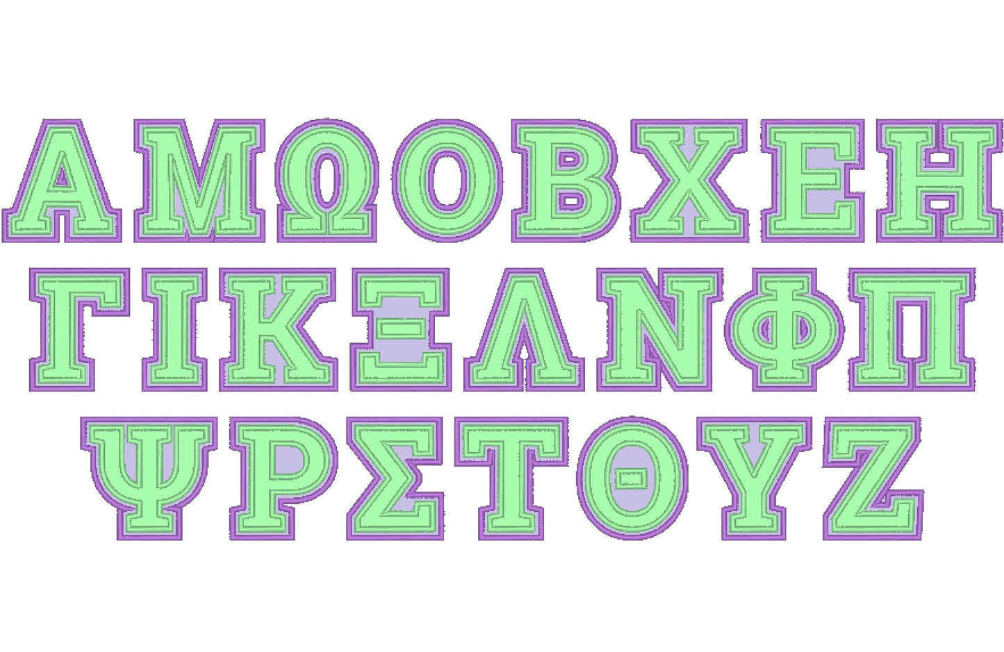 Greek alphabet Double two applique layers Greek font Monogram letters machine embroidery designs