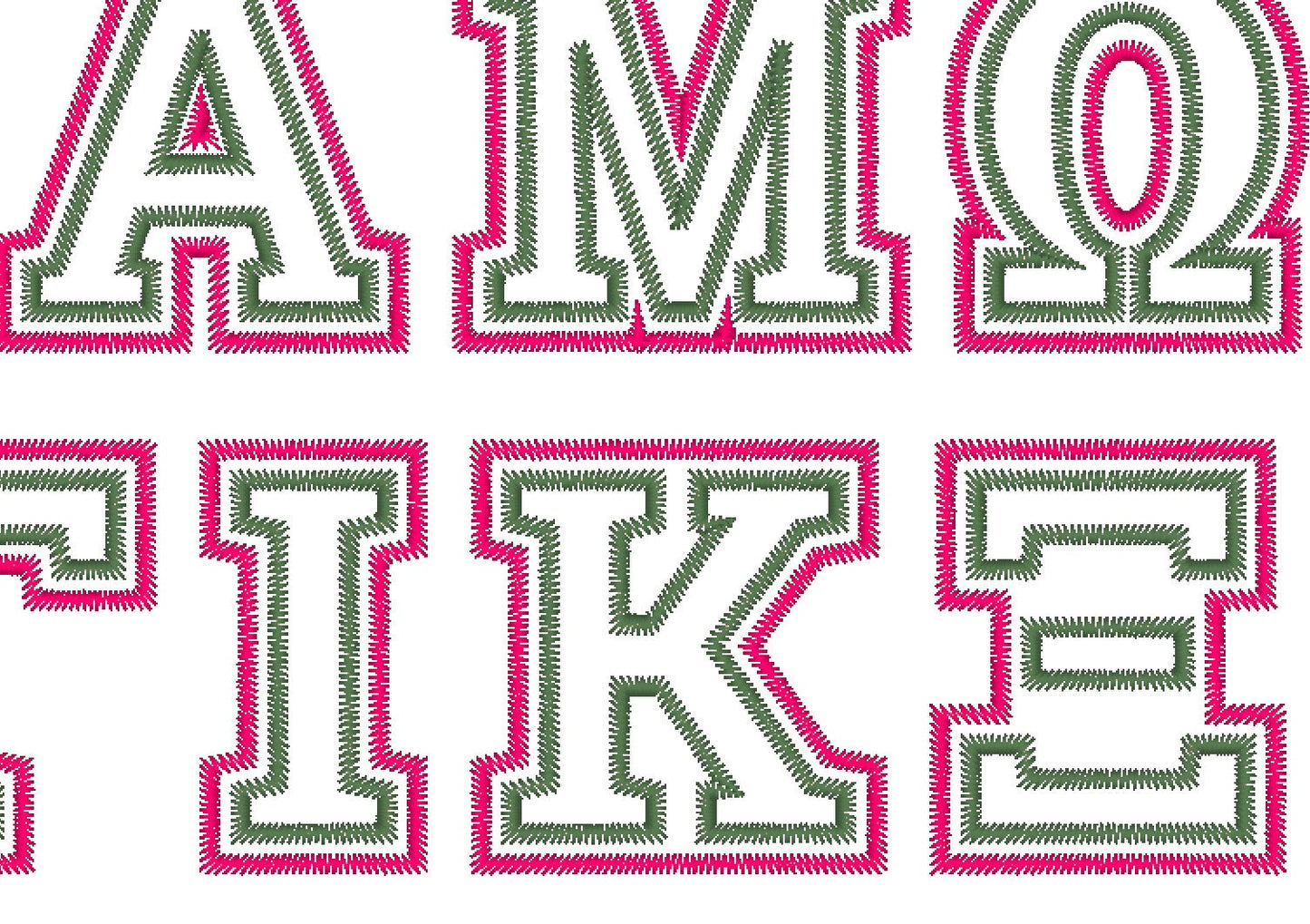 Greek alphabet ZIG ZAG Double two applique layers – Instant Download | Artapli
