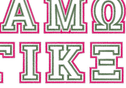 Greek alphabet ZIG ZAG Double two applique layers – Instant Download | Artapli