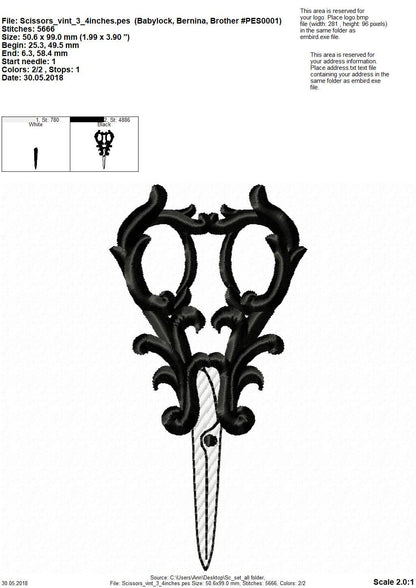 Seamstress small scissors set of 3 – Sewist embroidery design by Artapli