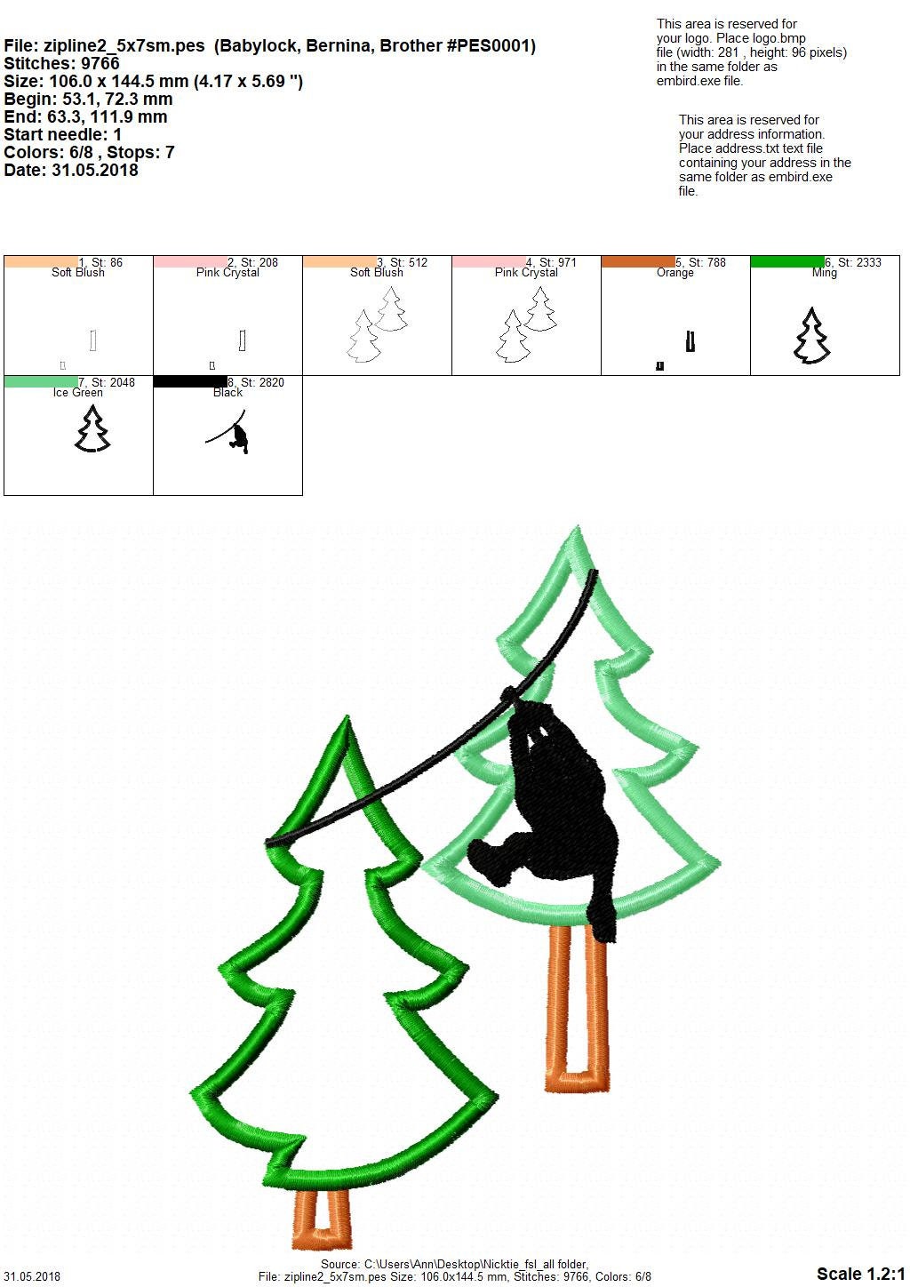 Zip-line boy silhouette pine tree