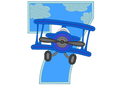 Airplane Birthday Number Set kids boys outfit machine embroidery designs