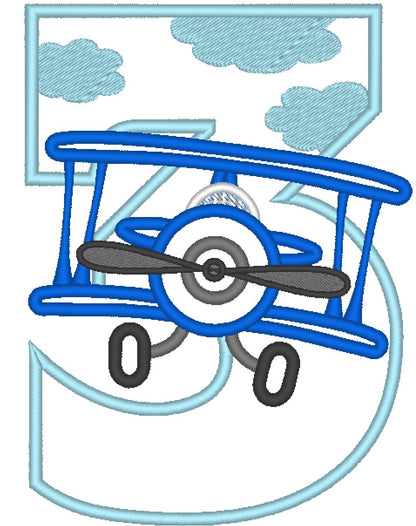 Airplane Birthday Number Set kids boys outfit machine embroidery designs