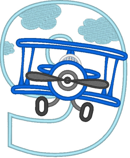 Airplane Birthday Number Set kids boys outfit machine embroidery designs