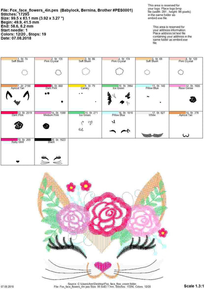 Pretty Fox Girl – Sizes 4" 5" 6" 7" Digital Embroidery File | Artapli