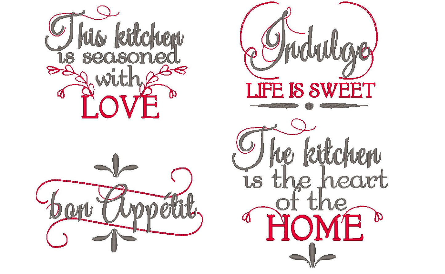 French Vintage Kitchen Towel Quote SET of 4