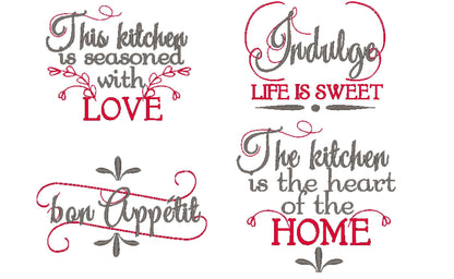 French Vintage Kitchen Towel Quote SET of 4
