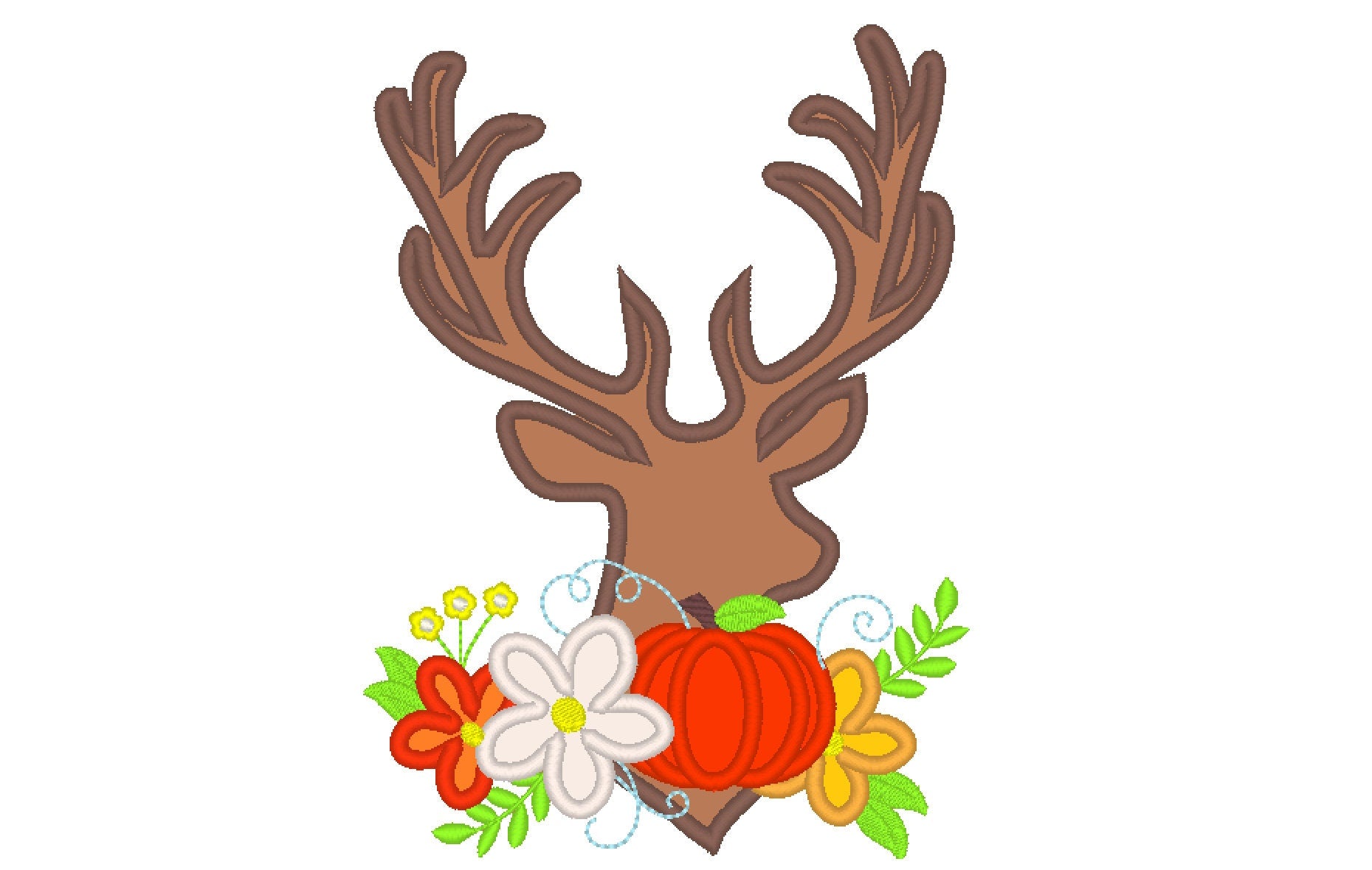 Fall Pumpkin Deer Silhouette Applique - image 1