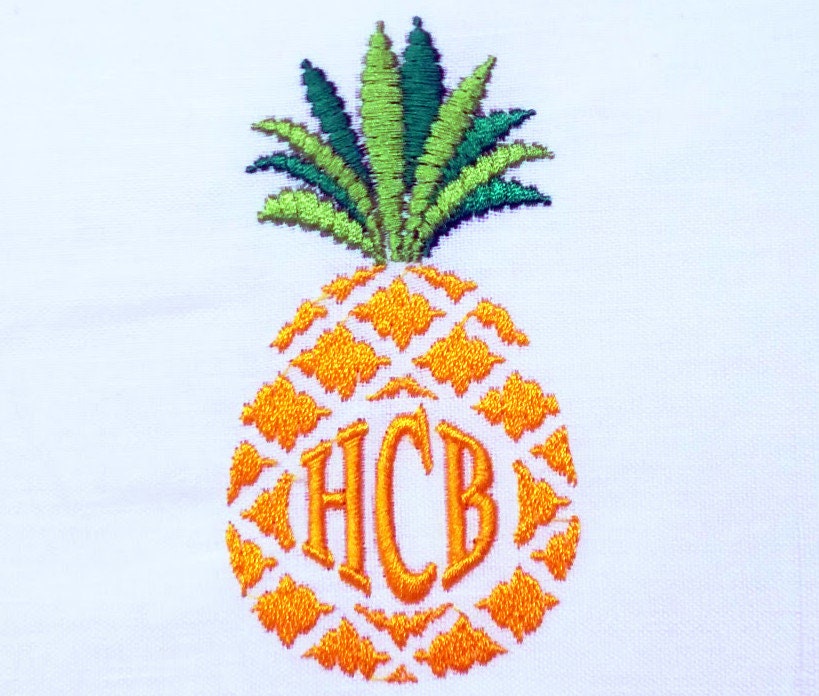 Pineapple and Circle Monogram Font – Embroidery 4" 4.5" 5" 5.5" 6" 7" | BX PES DST JEF | Artapli