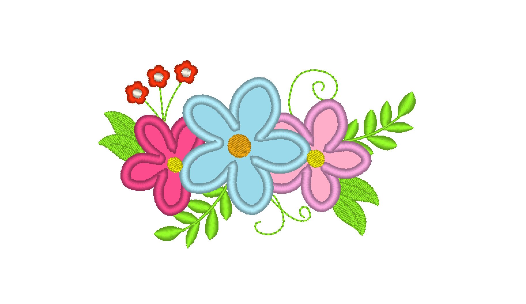 Cowgirl Shabby Chic Flowers Applique - image 1
