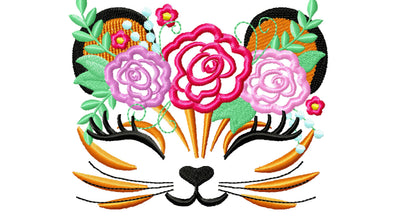 Floral Tiger Pretty Eyes – Sizes 4" 5" 6" 7" Digital Embroidery File | Artapli