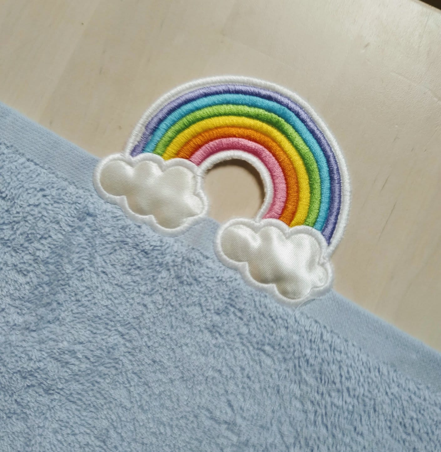 Rainbow towel hanging topper hole In The Hoop machine embroidery design, ITH project Towel topper, hanger, hanging hole embroidery