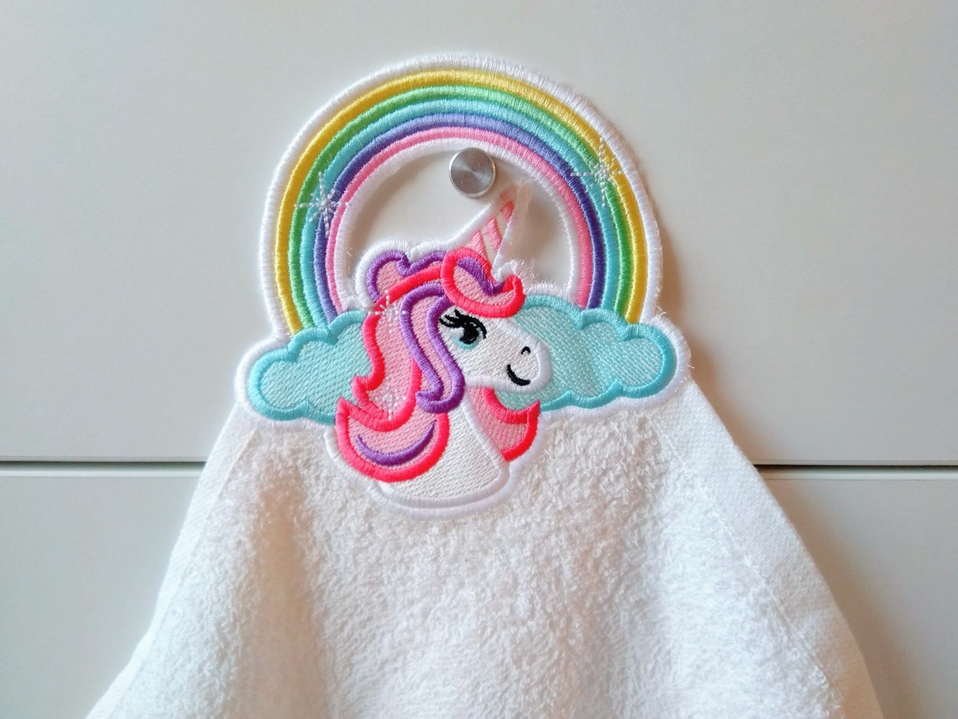 Rainbow Unicorn Towel Topper ITH