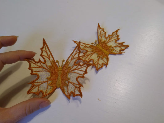 Precious Autumn leaves Butterfly FSL, Free standing lace embroidery design in the hoop ITH embroidery 4x4 5x7 assorted sizes