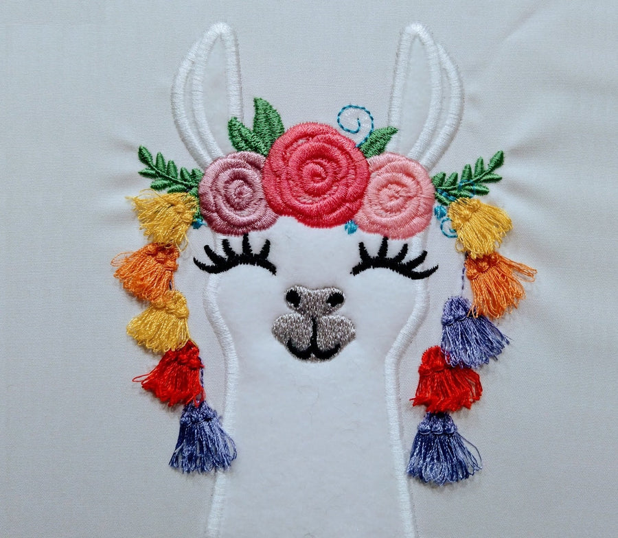 Pretty Llama fringed Tassel alpaca face Applique machine embroidery designs