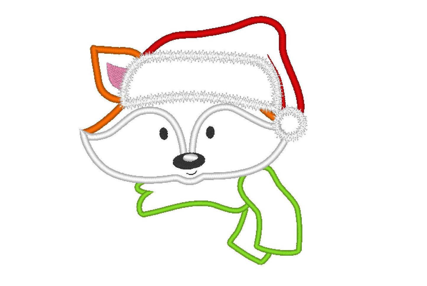 Christmas Santa Hat Pretty Fox Face Head Machine Embroidery Applique Designs Cute Nice Fox Embroidery