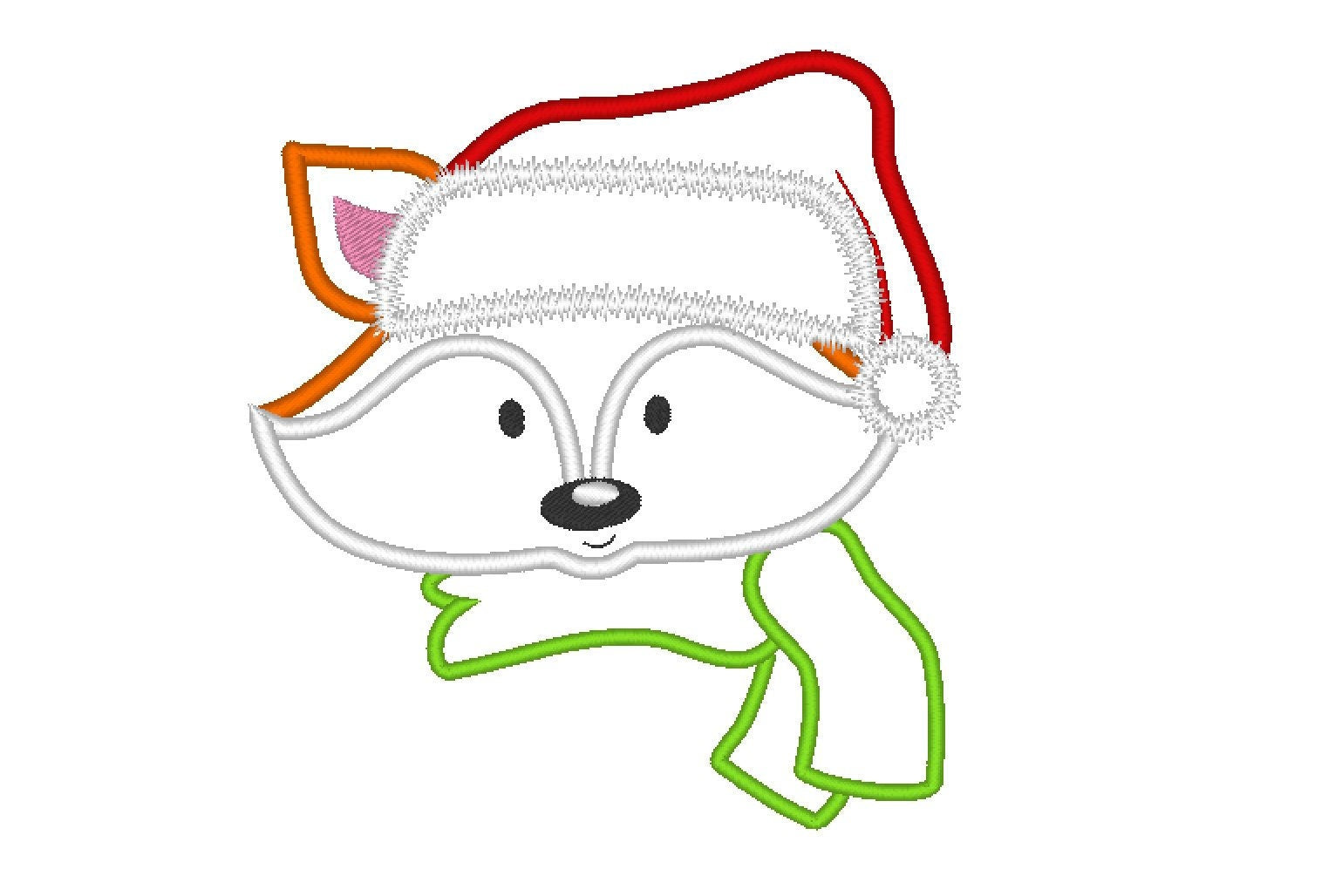 Christmas Santa Hat Pretty Fox Face Head Machine Embroidery Applique Designs Cute Nice Fox Embroidery
