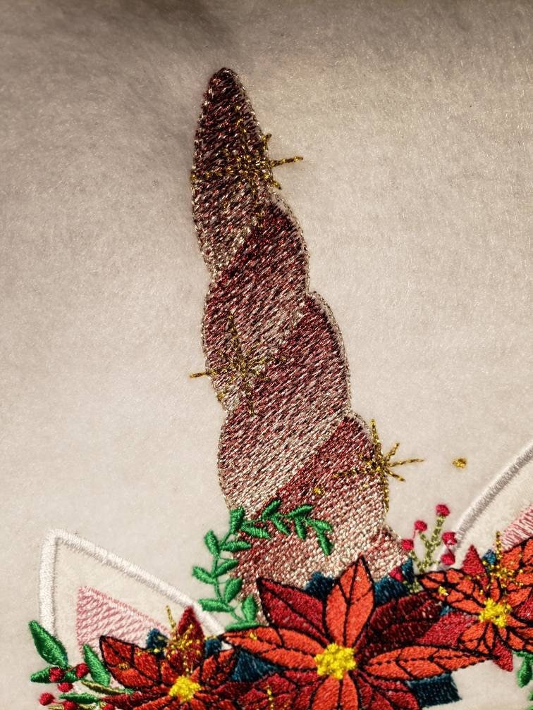 Christmas Poinsettia Unicorn – Sizes 6" 8" 5" 7" 10" Digital Embroidery File | Artapli