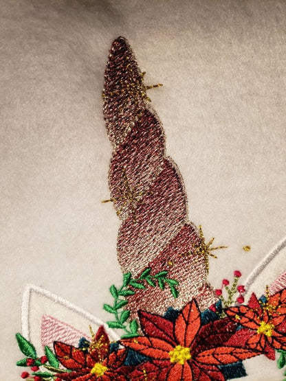 Christmas Poinsettia Unicorn – Sizes 6" 8" 5" 7" 10" Digital Embroidery File | Artapli