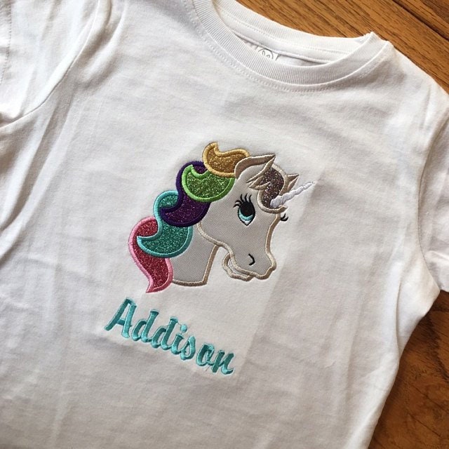 Lovely Unicorn head rainbow hair applique machine embroidery designs