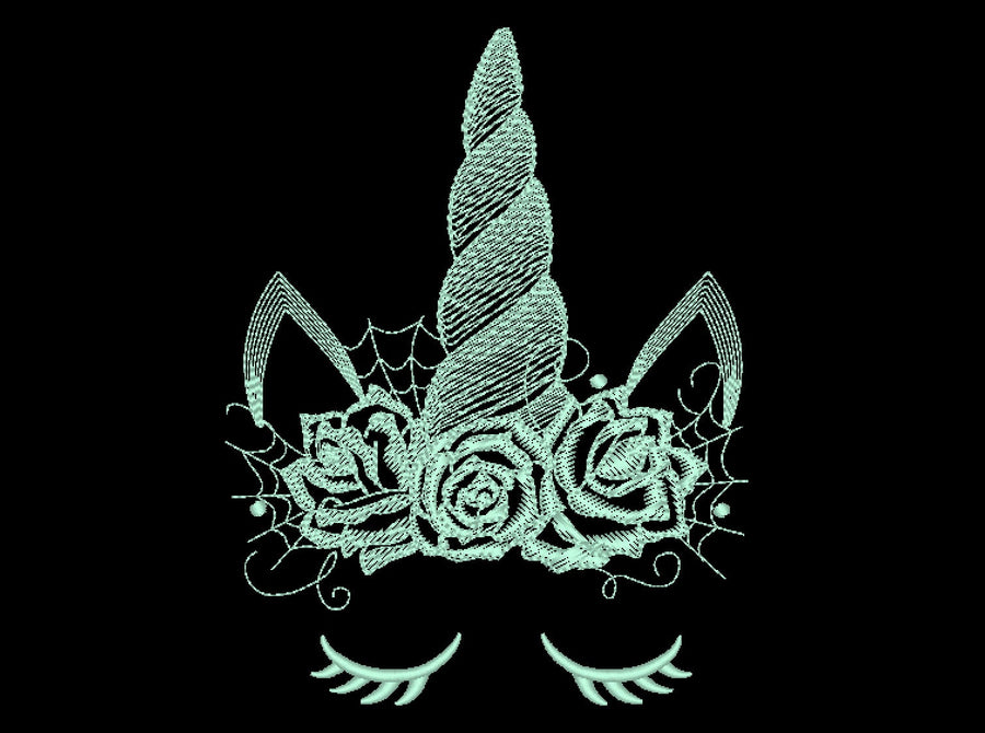 Unicorn face head / Glow in the dark special machine embroidery designs | Artapli - image 1
