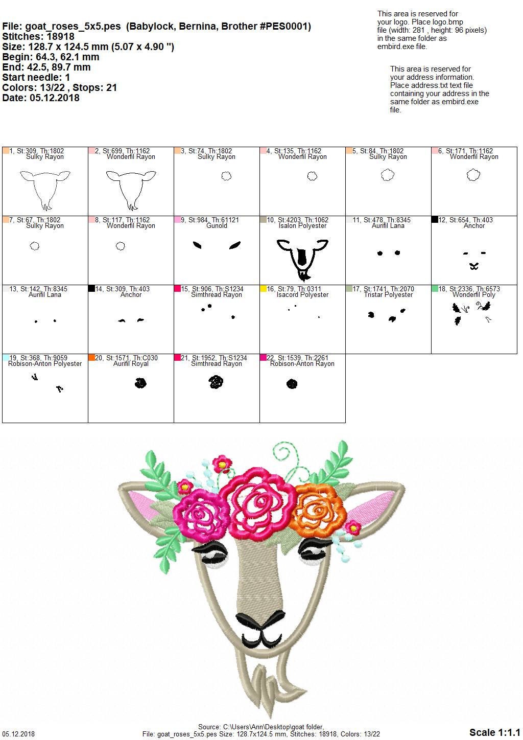 Shabby chic floral Goat rose crown applique machine embroidery designs