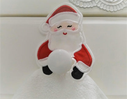Santa Claus Christmas Towel Hanging Hole in the Hoop project Machine Embroidery Designs ITH