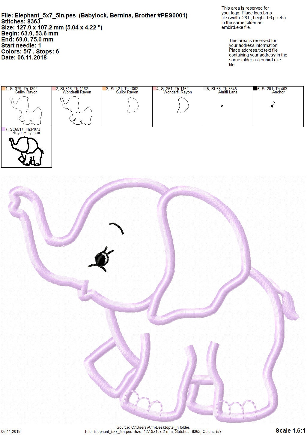 Little Elephant baby kids boys applique machine embroidery designs