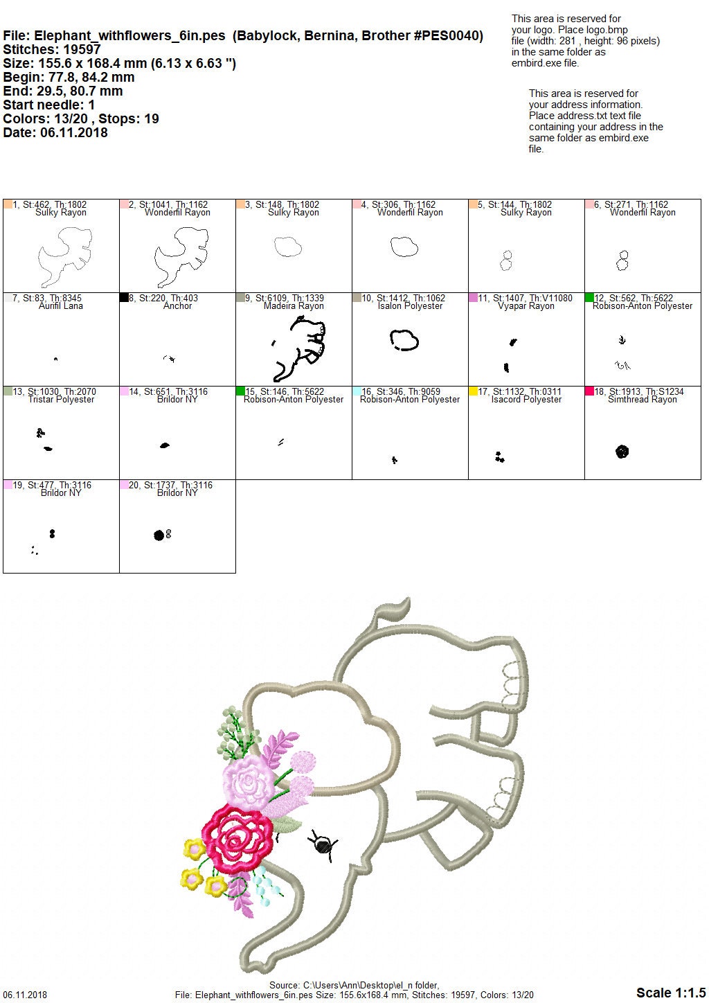 Roses Floral crown Little Elephant baby girls kids Applique machine embroidery designs 