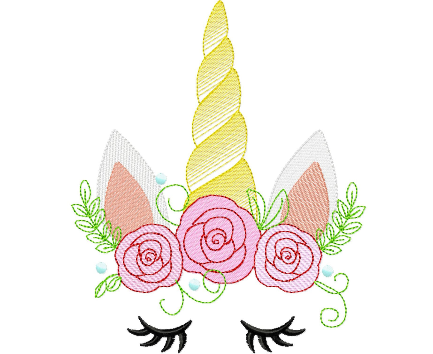 Light stitch Floral Unicorn – Sizes 4" 4.5" 5" 5.5" 6" 7" Digital Embroidery File | Artapli