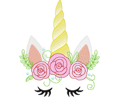 Light stitch Floral Unicorn – Sizes 4" 4.5" 5" 5.5" 6" 7" Digital Embroidery File | Artapli