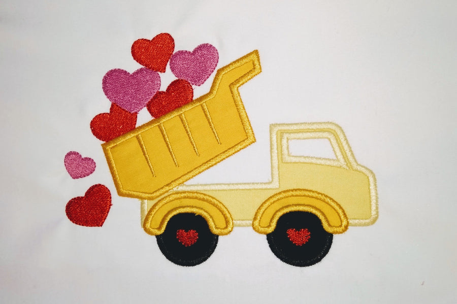 Valentine Day Truck With Hearts Applique - image 1