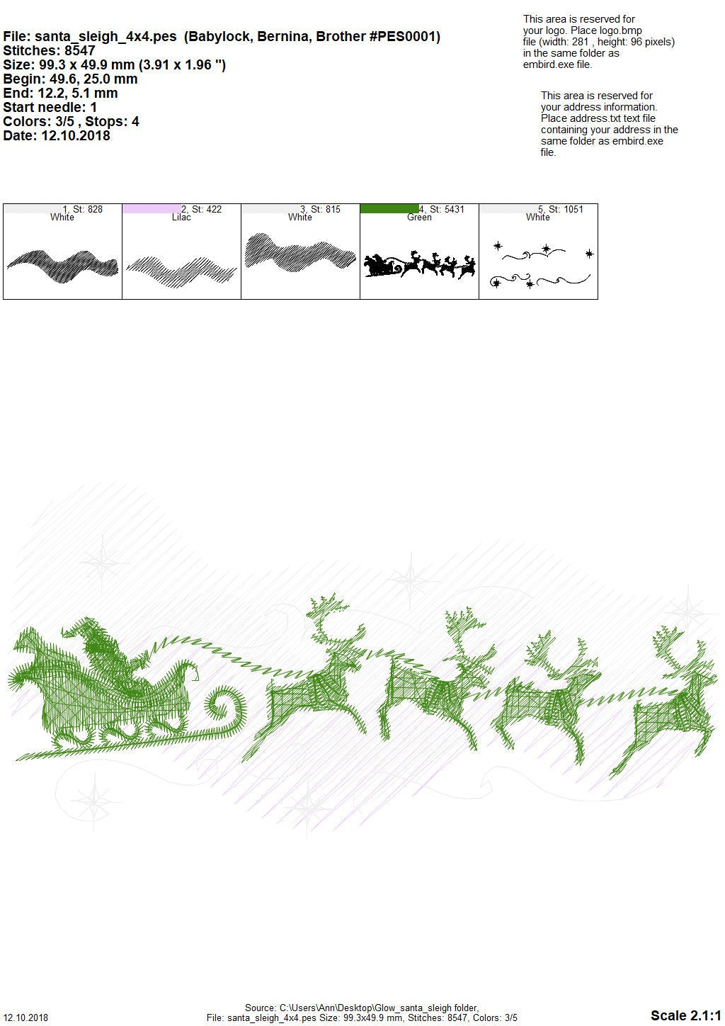 Merry Christmas Polar Night Glow Sky Santa Sleigh With Deer Banner Garden Flag Family machine Embroidery Designs