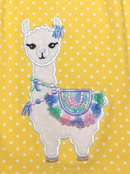 Llama with books Fringed tassel reading alpaca applique machine embroidery designs