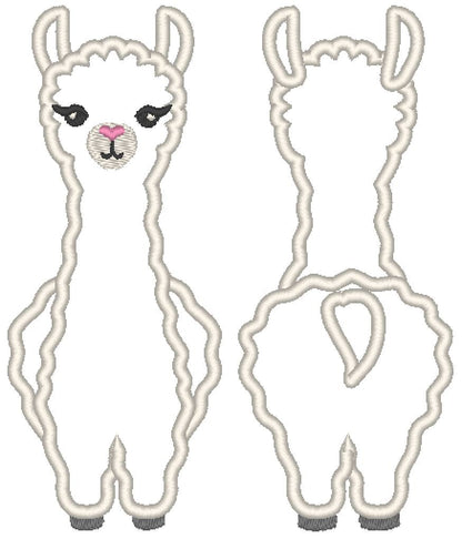 Llama Alpaca applique llama back and front machine embroidery designs