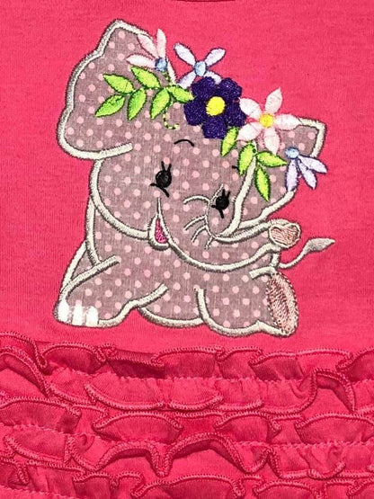 Little Elephant with Floral Crown Set of 4 Applique Machine Embroidery Designs kids baby outfit
