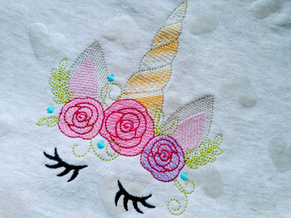 Light stitch Floral Unicorn – Instant Download | Artapli