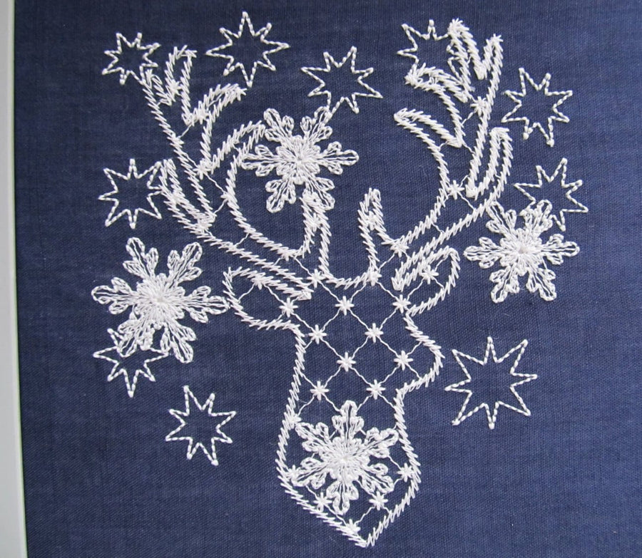 Frozen snowflake Deer Glow in the dark special thread machine embroidery designs deer silhouette outline buck head antlers